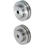 Round belt pulleys / half-round groove double / grub screw clamping / stainless steel, aluminium / anodised