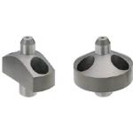 Support pins / round / with flange / chamfered flat head / press-fit spigot