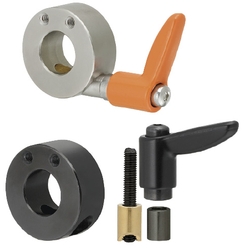 Set collars / stainless steel, steel / wedge clamping / clamping lever / cross hole PSCWJ10-M