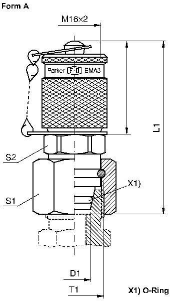 PARKER VKA3 Test Point With Threaded Connection M 16 × 2 For Cones