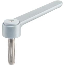 Adjustable Flat Clamping Levers, screw, stainless steel mm / / mm / silver
