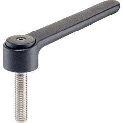 Adjustable Flat Clamping Levers, screw, stainless steel mm / / mm / black