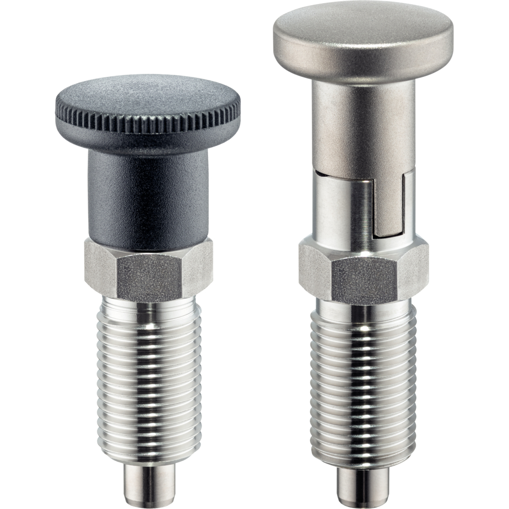 Index Plungers, with hexagon collar and locking, stainless steel A4
