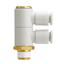 KQ2VT, One-touch Fitting White Color - Triple Universal Male Elbow