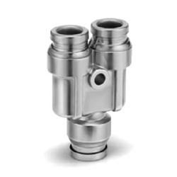 KQG2U-00, Stainless Steel EN 1.4401 Equiv., One-touch Fitting, Union Y KQG2U06-00