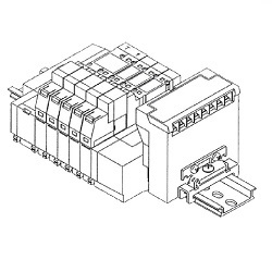 5-Port Solenoid Valve, SY3000/5000, EX122 Compatible, Base Mounted DIN Rail Mounting Type SS5Y5-45SQ-16B-C6-Q
