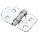 Flat hinges / conical countersinks / asymmetrical, round on one side / rolled / stainless steel, seawater resistant / drum polished / B-1225 / TAKIGEN
