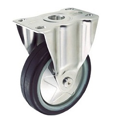 Press-Made Quiet Castors, Rubber Wheel, Stainless Steel Hardware, Fixed
