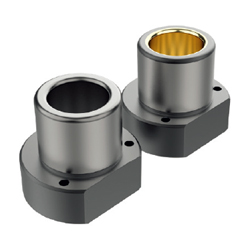 Guide bushes / flange flattened on one side / material selectable / solid lubricant, grease nipple / long version / ~ISO 9448-4