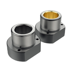 Guide bushes / flange flattened on one side / material selectable / solid lubricant, grease nipple / ~ISO 9448-4