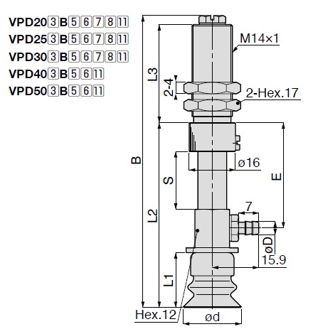 Long Stroke Bellows Type VPD Barb Fitting Type with Cover 