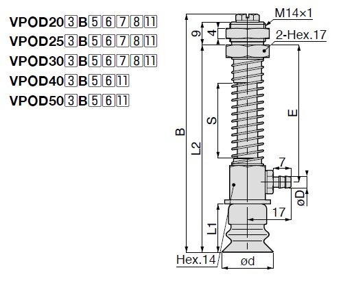 Long Stroke Bellows Type VPD Barb Fitting Type without Cover 