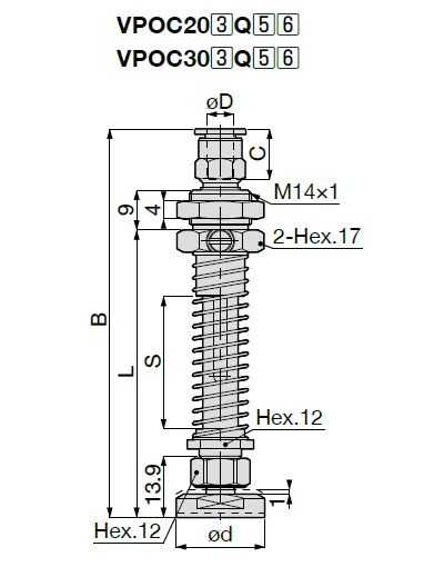 One Touch Fitting Type Long Stroke Suction Mark Prevention Type VPC without Cover 