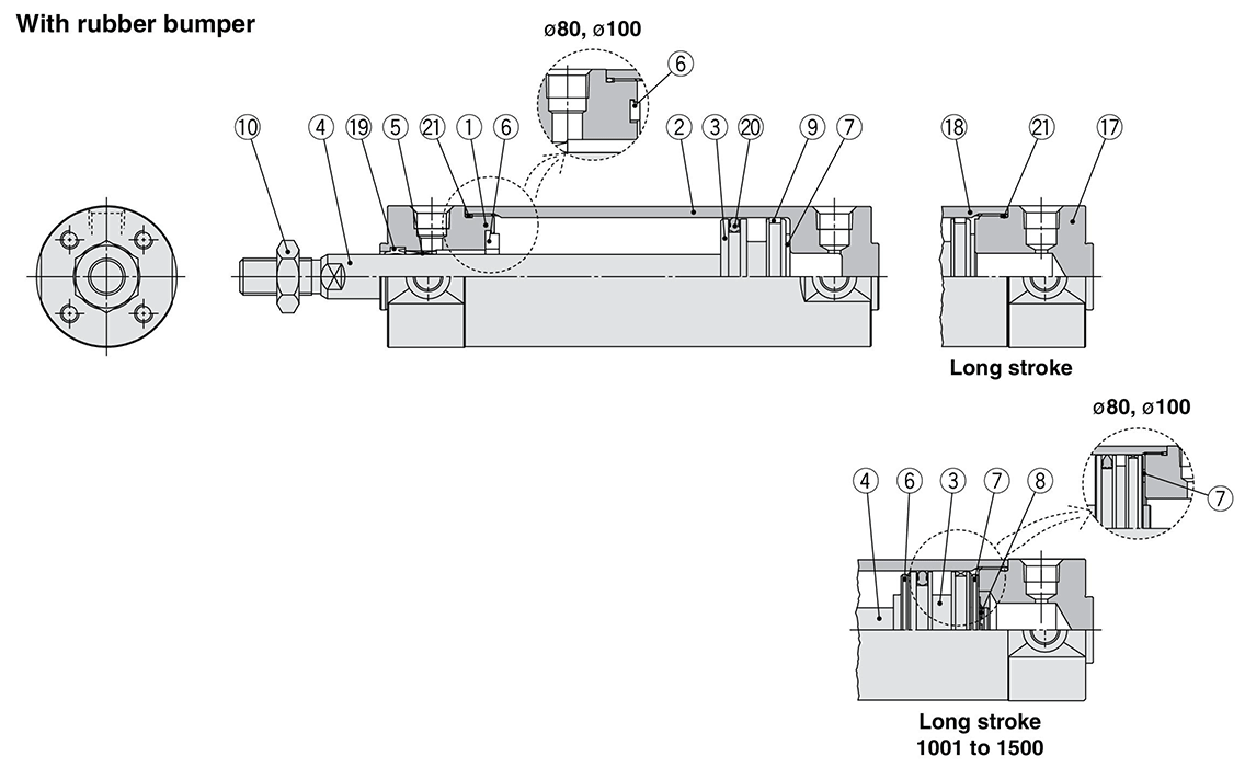 Rubber bumper structural drawing