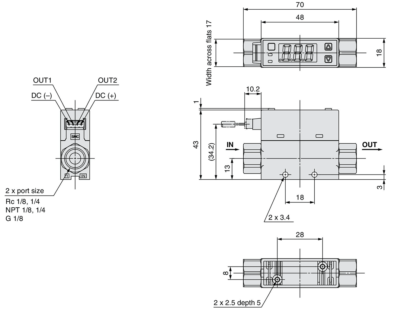 Dimensional drawing of PFM7□□(-N) 01/(N) 02/F01