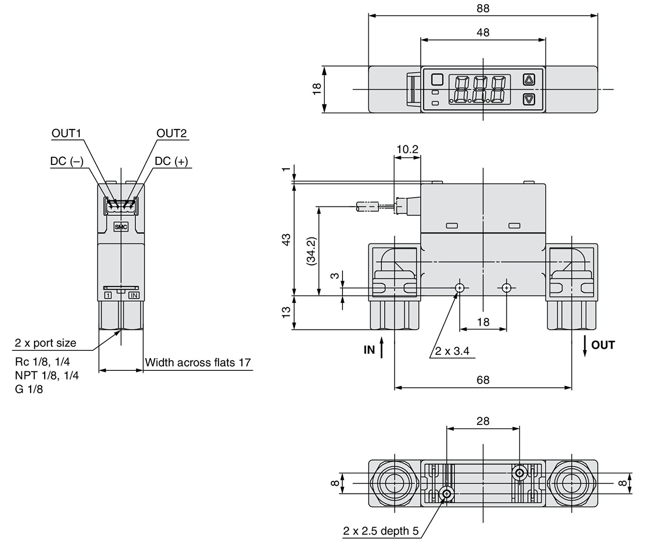 Dimensional drawing of PFM7□□(-N) 01 L / (N) 02 L / F01L