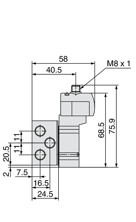 M8 connector (WO): SY3140(R)-□WO□□-01□ dimensional drawing