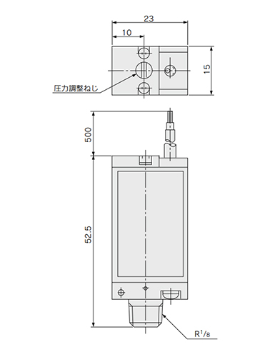Dimensional drawing of vacuum pressure switch / diaphragm type