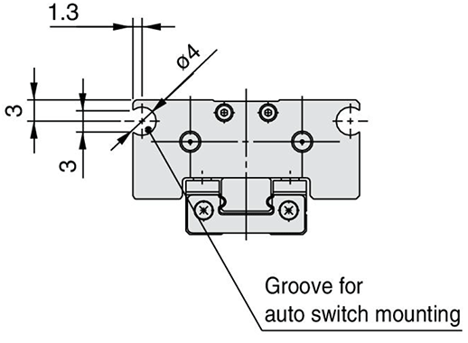 MHF2-8D auto switch mounting groove dimensional drawing
