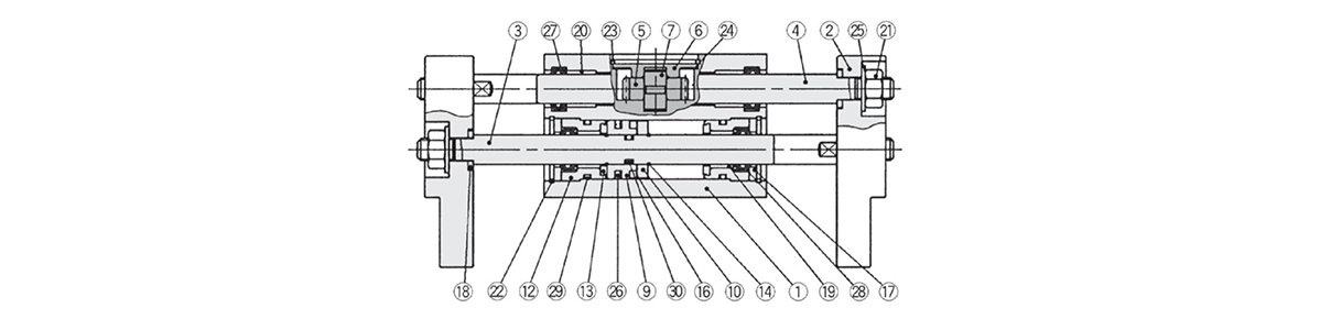 ø16 to 25 (bore size 16 to 25 mm) structure drawing