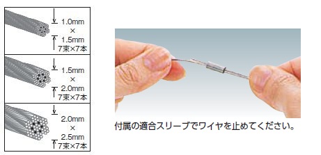 ステンレスワイヤロープ（ナイロン被覆タイプ）:関連画像